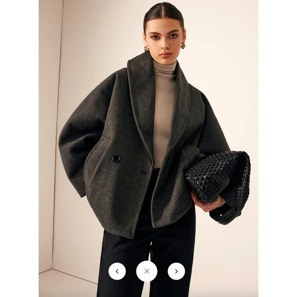 Commense Jackets & Blazers - Commense Tweed Pockets Loose Coat Sz S